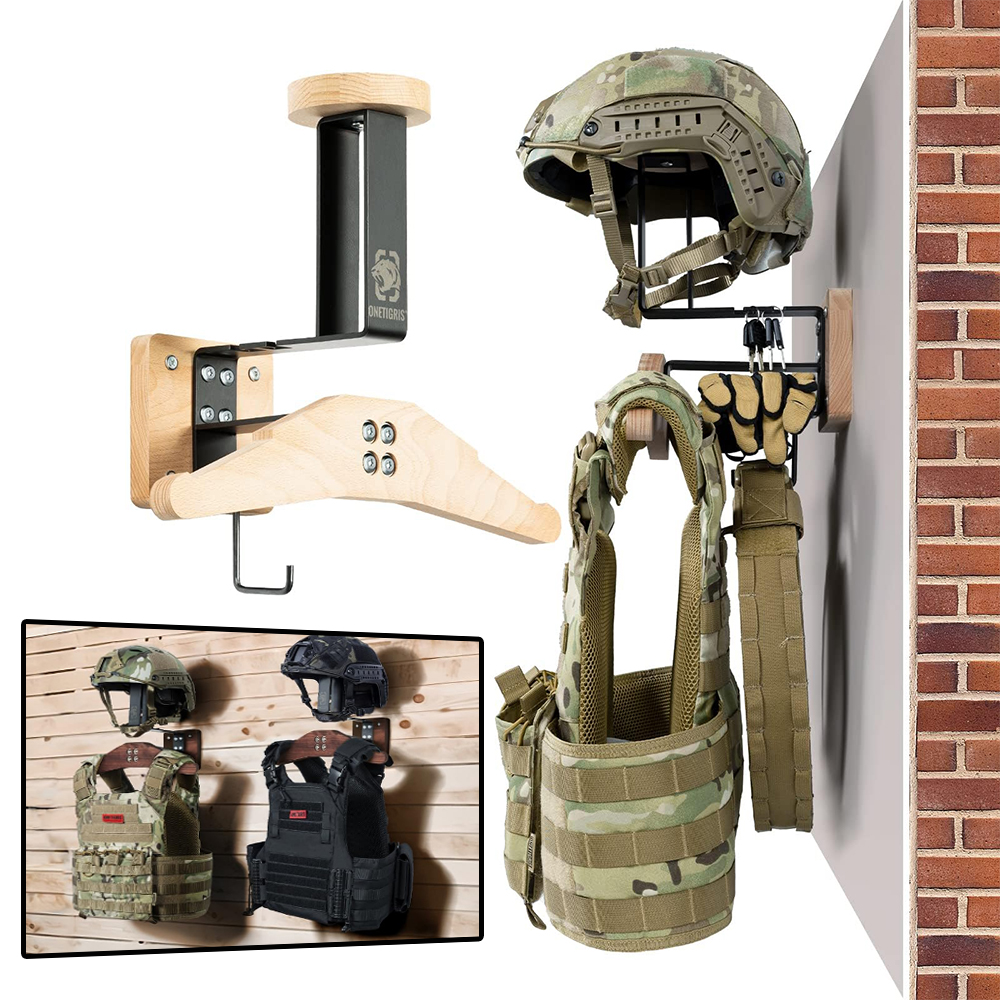 Cycling Gear Wall Organizer - Motorcycle Helmet Holder Wall Mount, Tactical