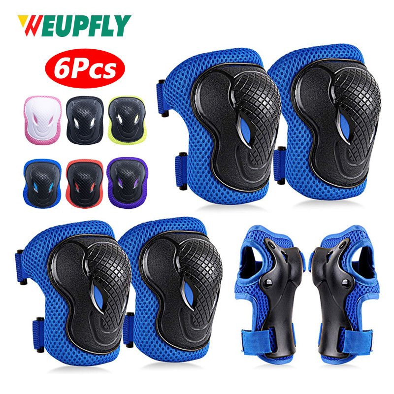 6Pcs/Set Kids/Youth Knee Pad E - Youth Cycling Gear avaliação e preço