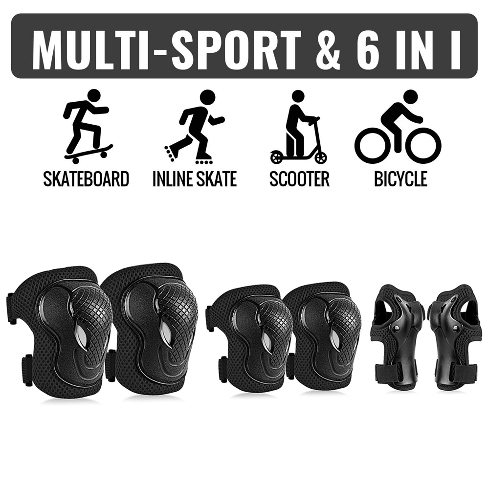 6Pcs/Set Kids/Youth Knee Pad E - Youth Cycling Gear avaliação e preço