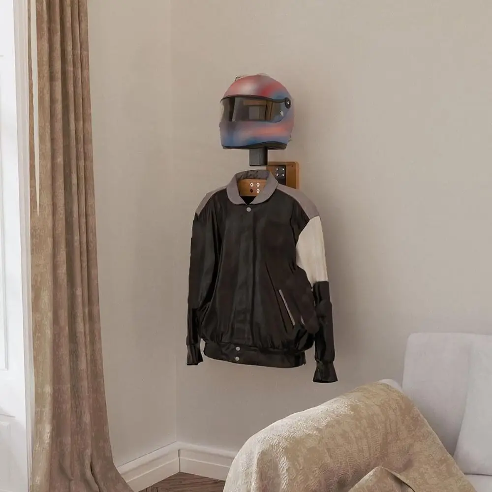 Wood Motorcycle Helmet Holder  - Cycling Gear Wall Organizer avaliação e preço