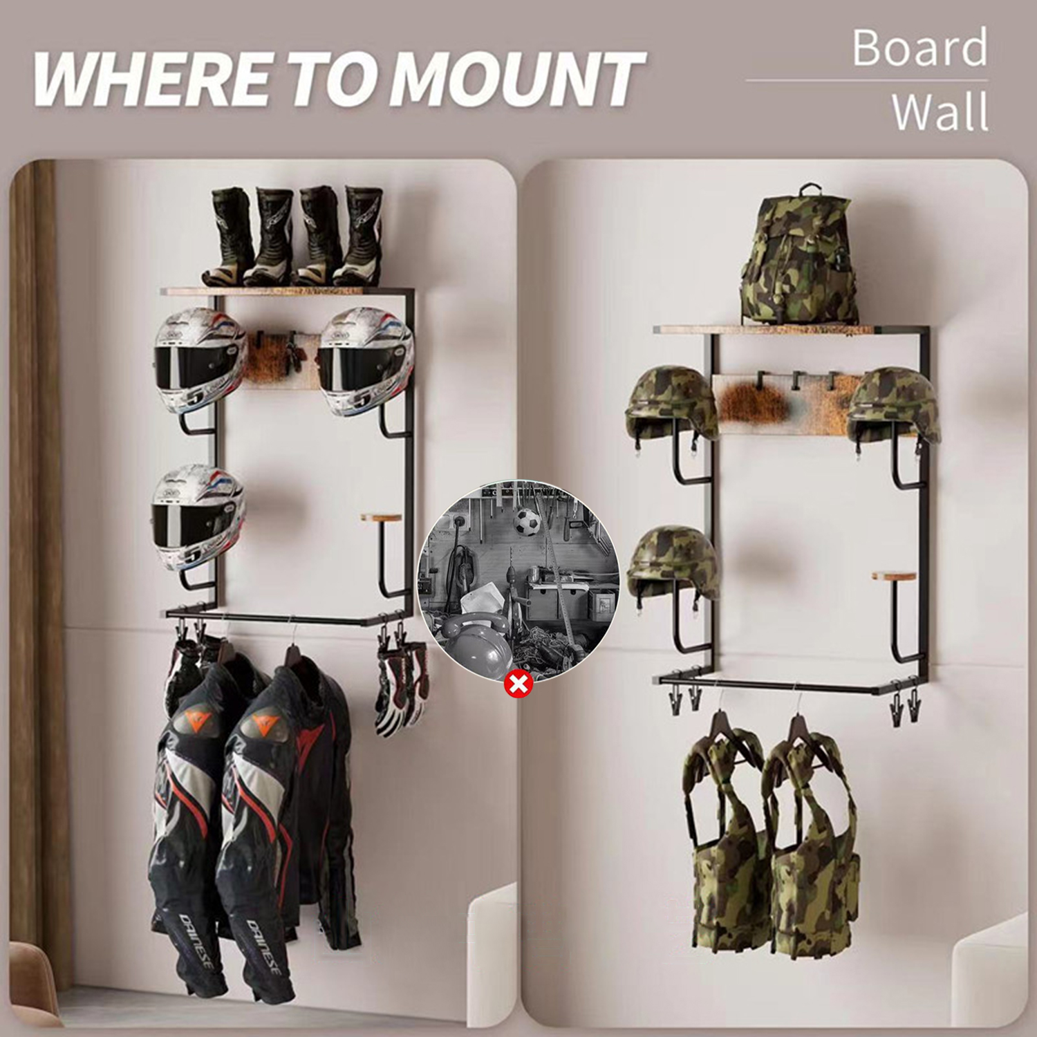 Motorcycle Helmet Holder, Wall - Cycling Gear Wall Organizer avaliação e preço