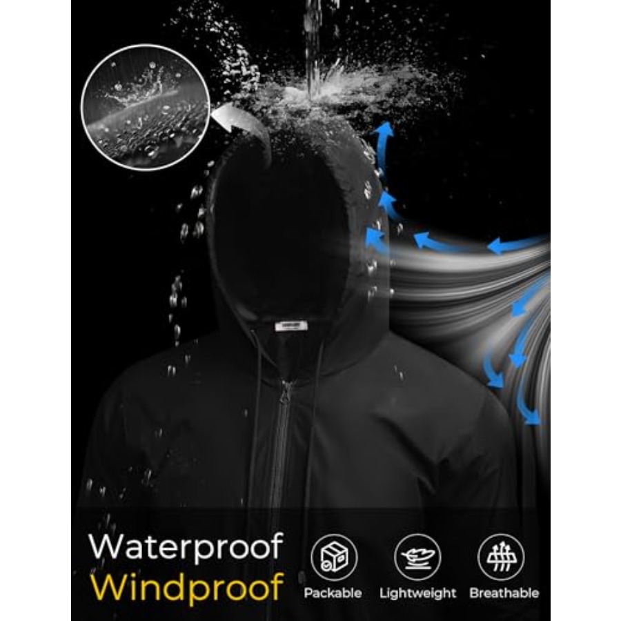 Mens Packable Rain Jacket Ligh - Cycling Gear Jacket avaliação e preço