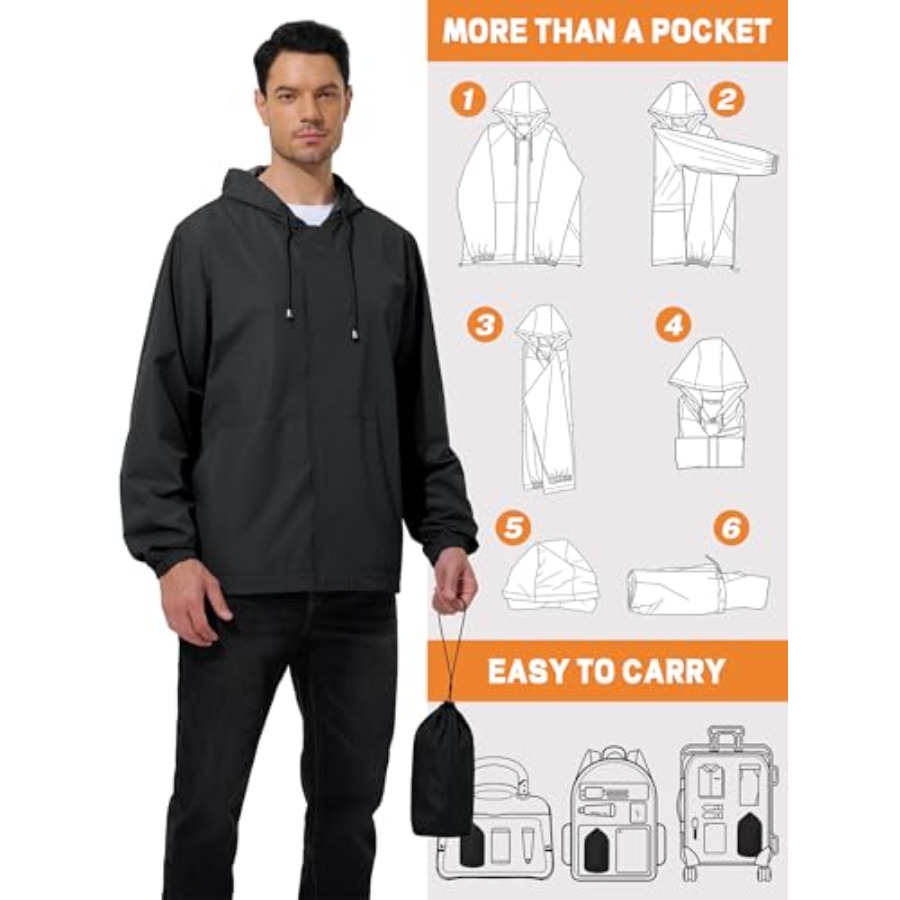 UIQUR Men's Rain Jacket Waterp - Cycling Gear Jacket avaliação e preço