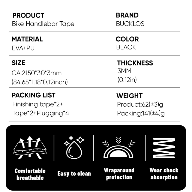 BUCKLOS Road Bike Tapes Anti-s - Bike Handlebar Tape avaliação e preço