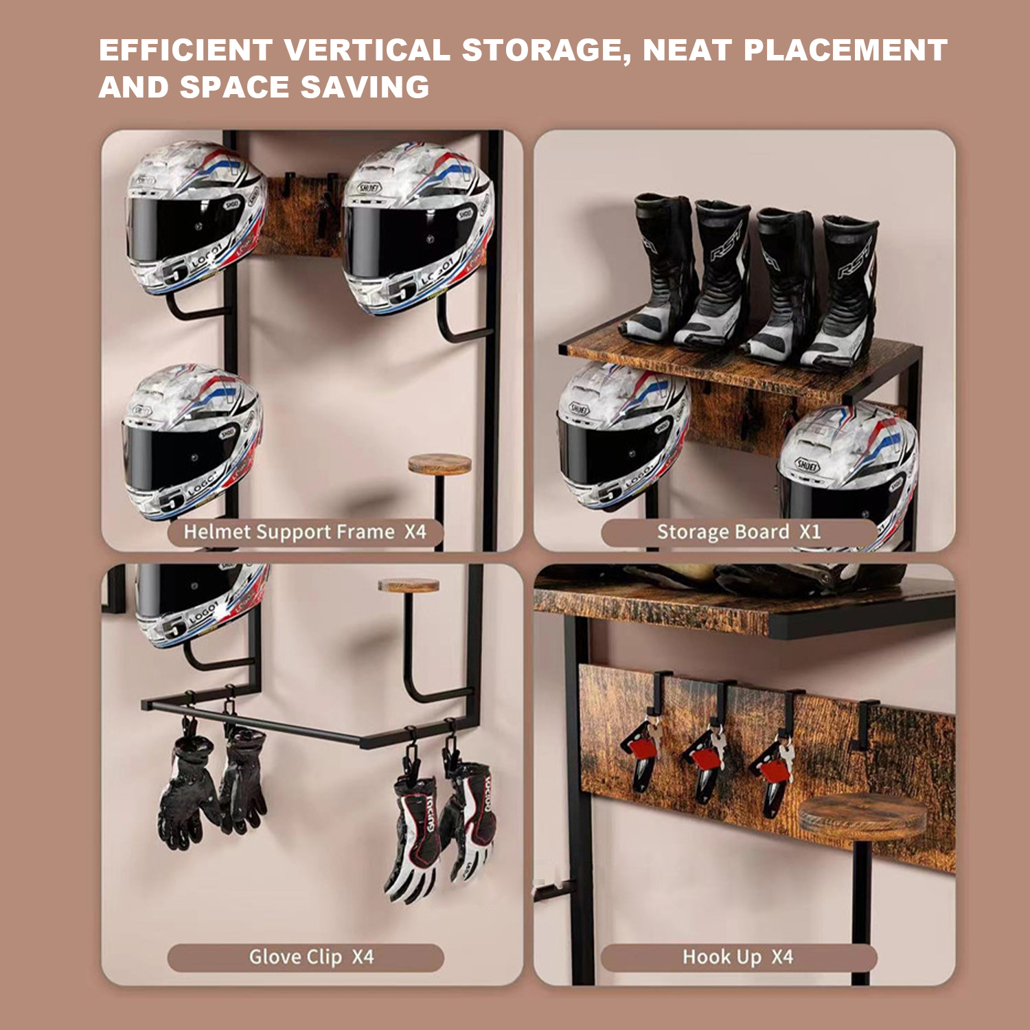 Motorcycle Helmet Holder, Wall - Cycling Gear Wall Organizer avaliação e preço